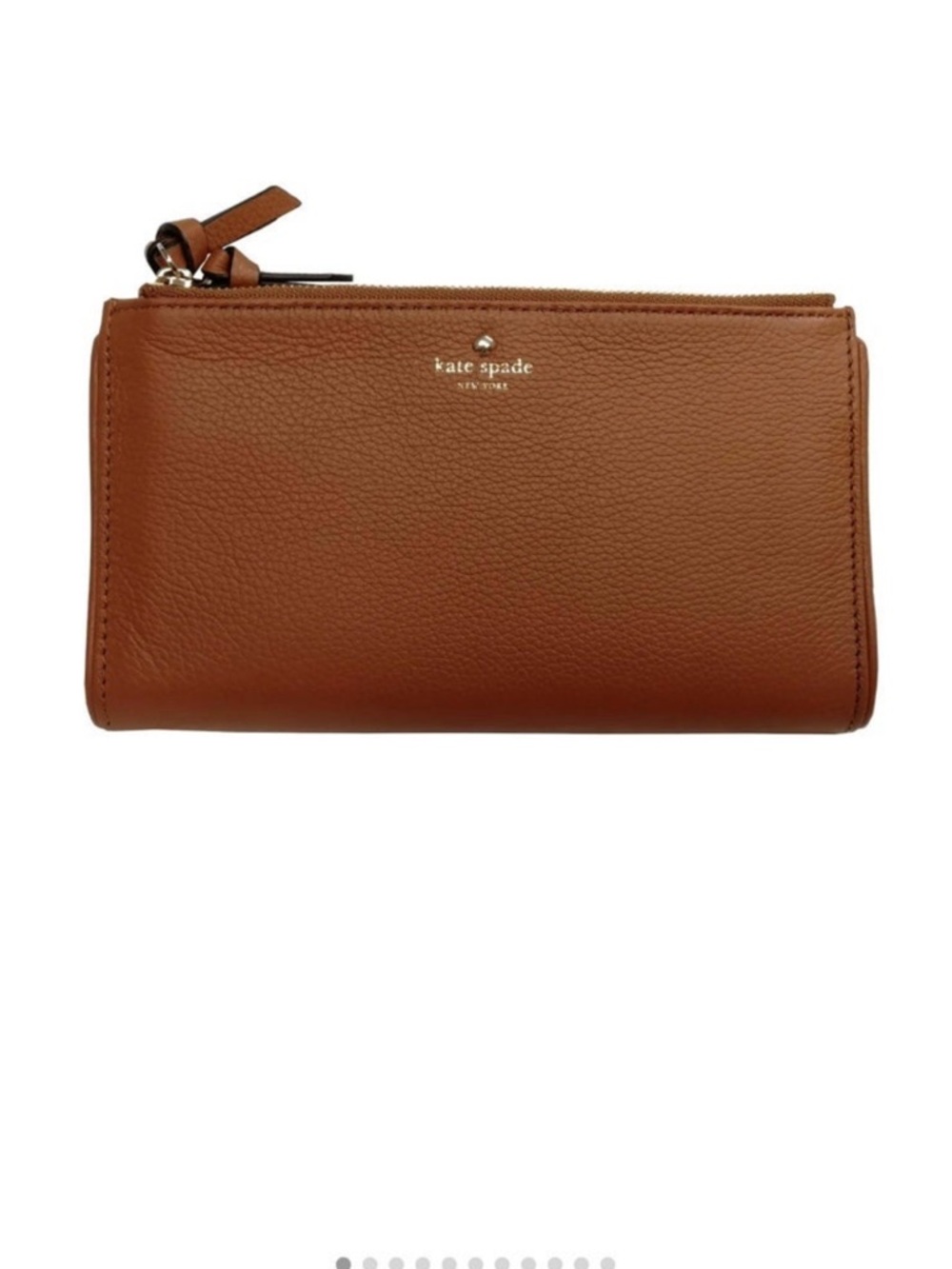 kate spade Brown Pebble Leather Zip Wallet